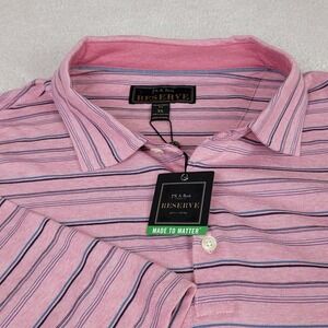Jos. A. Bank Reserve NEW Mens XL Pink Striped Traditional Fit Cotton Polo Shirt
